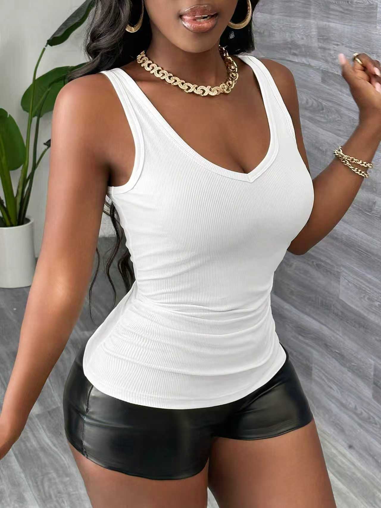 Plus Size 3 Piece V Neck Ribbe - Tank Top Ribbed review and price