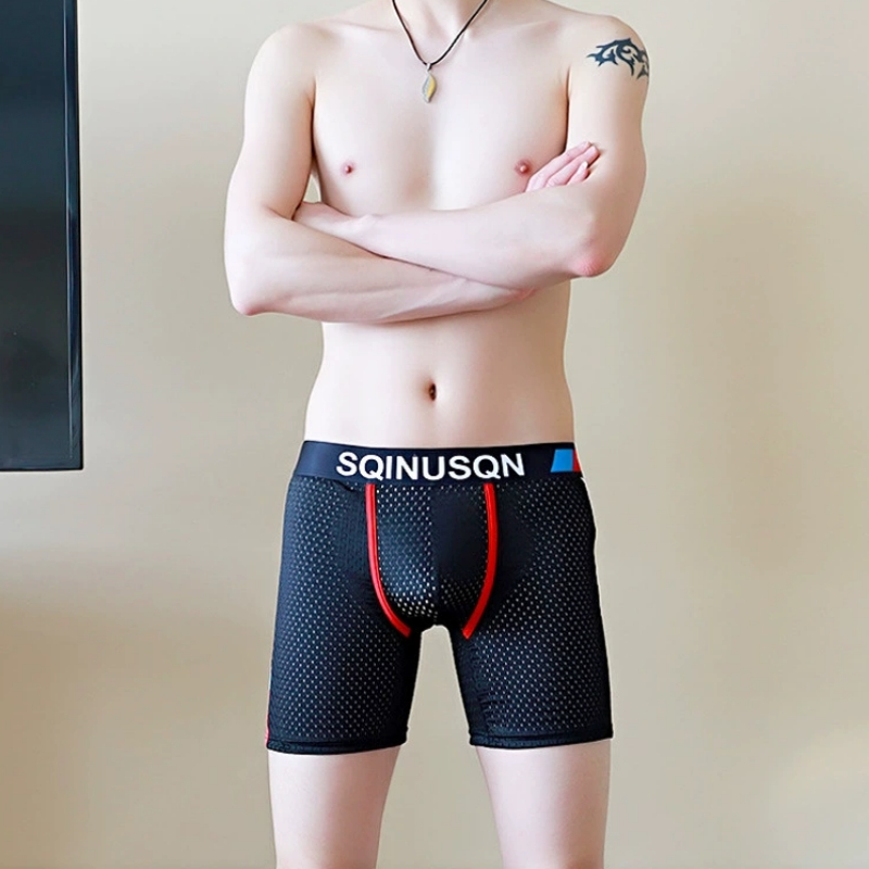 Men's Ice Silk Mesh Boxer Brie - Long Leg Trunk Men review and price