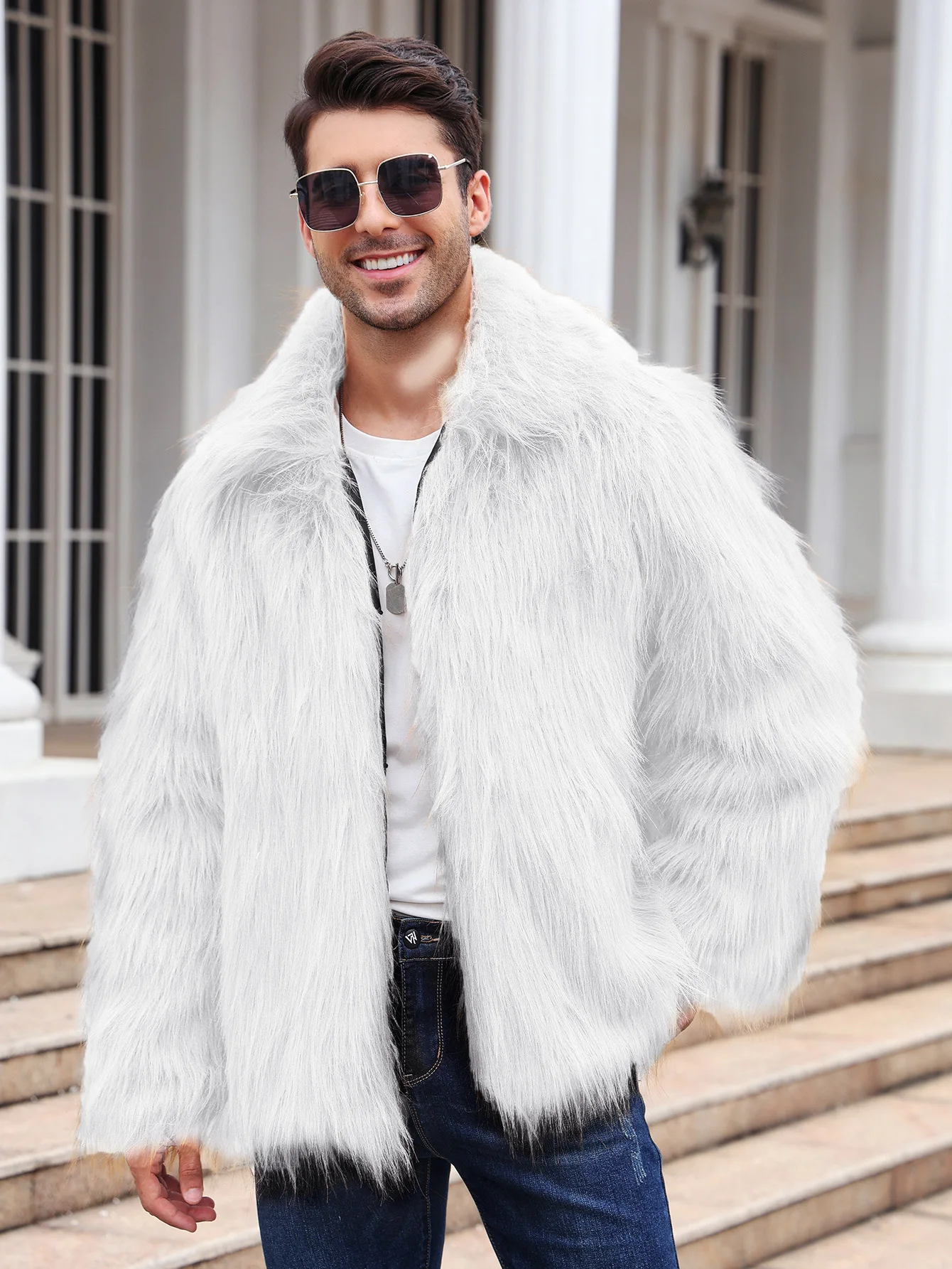 Men Faux Fox Fur Jacket Coat W - Thermal Long John review and price