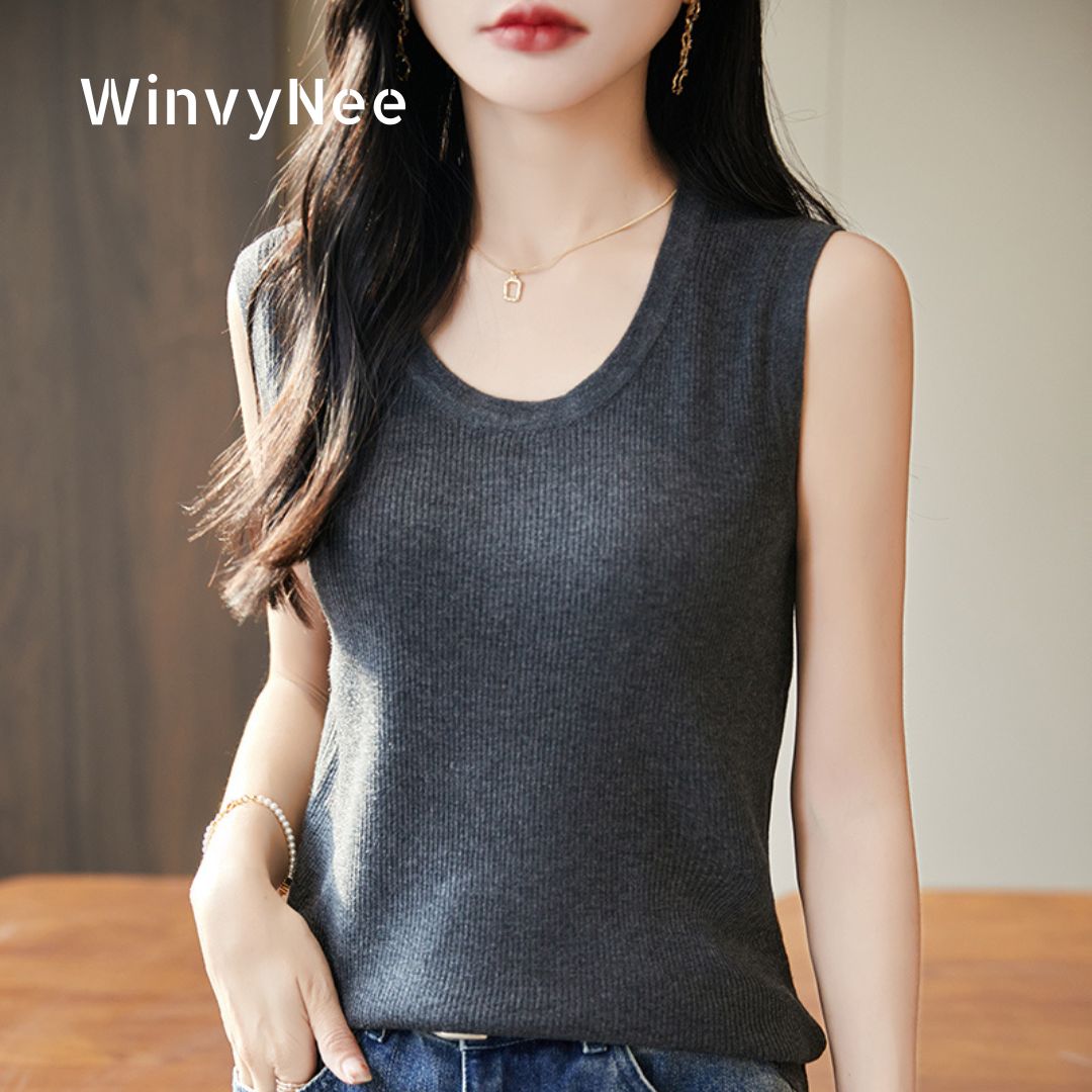 WinvyNee Women Deep Crew Neck  - Tank Top Ribbed review and price